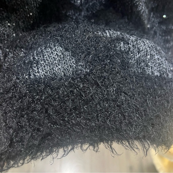 NEVADA Vintage Geometric Wool Blend Sweater Ribbed Black Knit Pullover Sequins - Picture 8 of 10